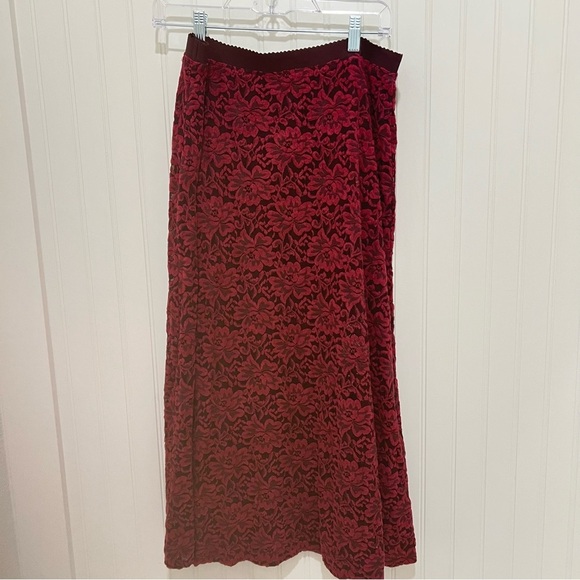 Meadow Rue Burgundy Lace A-Line Skirt - Picture 1 of 6